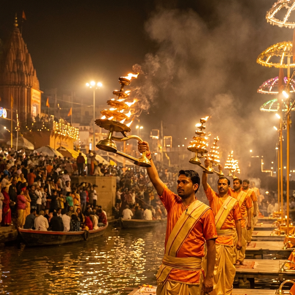 Cérémonie Aarti sur le Gange